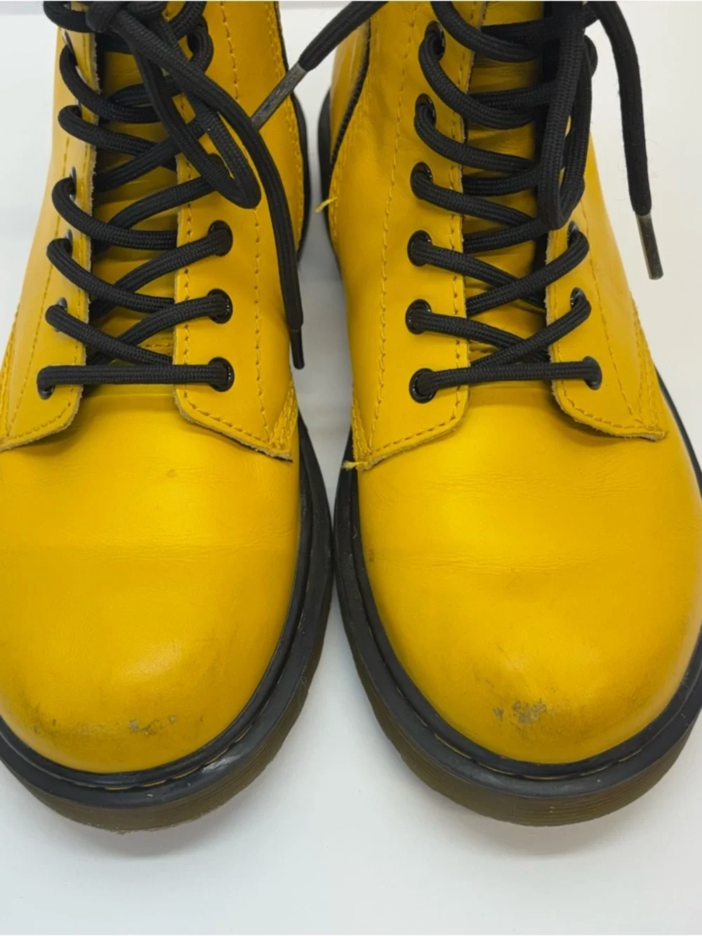 Kids Dr. Martens 1460 Side Zip Yellow Lace-Up Boots Unisex Sz 3